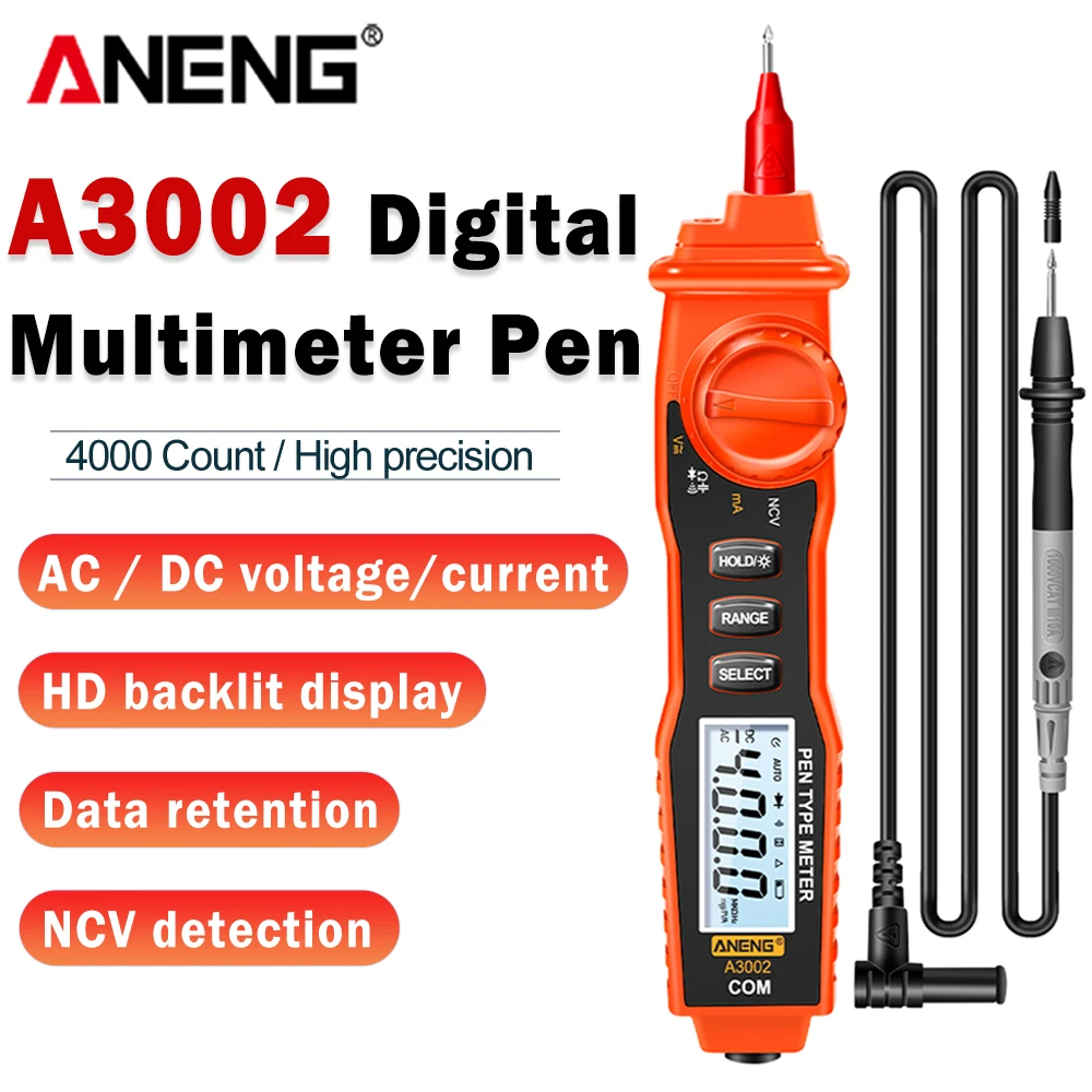 ANENG A3002 Digital Smart Multimeter Pen Voltage Current Zero Live Detection NCV Voltage Induction Professional Electrician Test