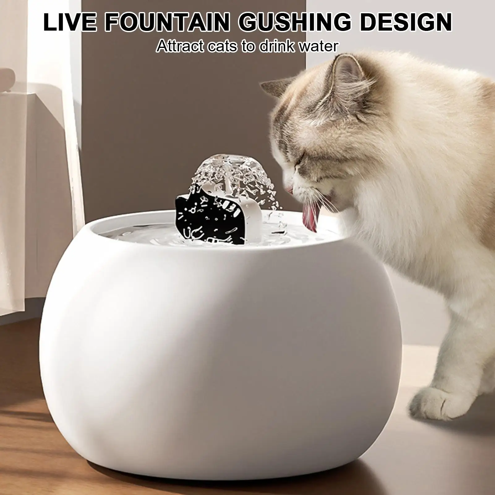 

Pet Water Fountain Automatic Pet Water Fountain Rechargeable Automatic Dispenser with Sensor Filtered Waterer 3D Design for Home
