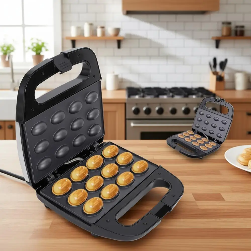 

Двусторонний электрический пресс для печенья и сэндвичей с антипригарным покрытием (форма грецкого ореха)