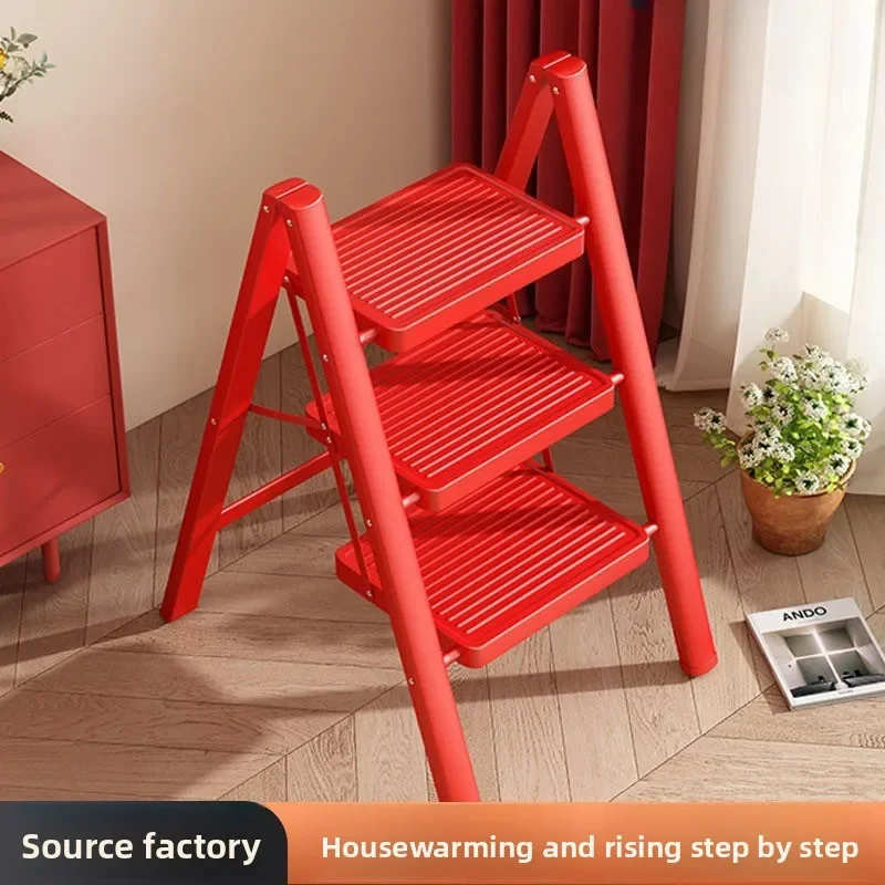 Home Use Folding Ladder Thickened Carbon Steel Indoor Step Ladder  Folding Portable Compact A Frame Gift Upgrade Steps Elevation