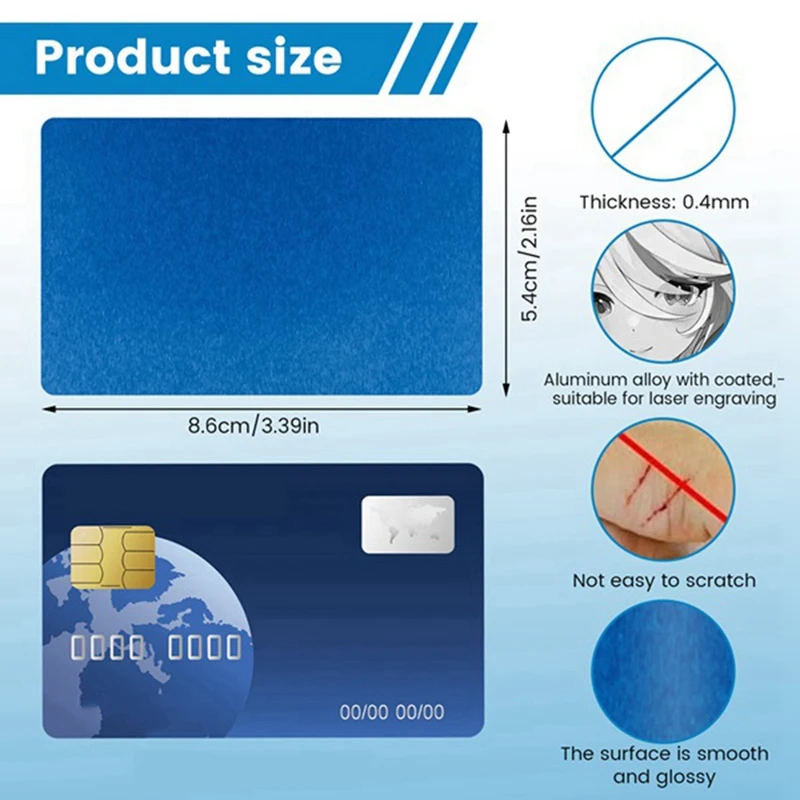 Business Cards, 50 Pc. Engraving Blank Set, 10-Color DIY Cards. Multipurpose Metal Blanks For Home Office Customization