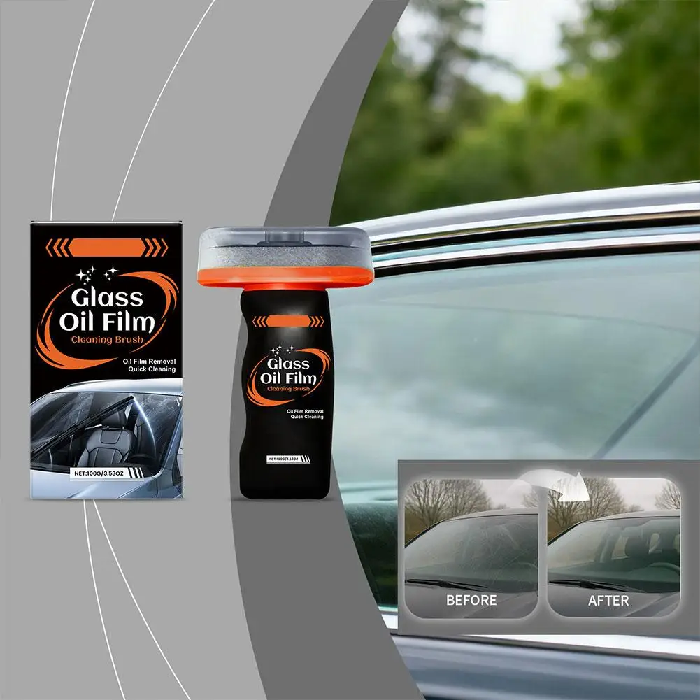 Car Glass Oil Film Remover Professional Car Windshield Oil Cleaning Brush Windows Brightening Film Anti-fog Clean Tool Poli J3Z6