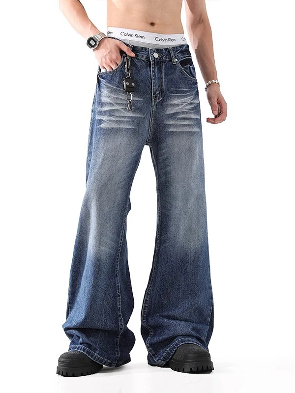 

American Retro Cleanfit Loose Straight Leg Jeans Men's Faion Brand Micro Flared Denim Pants Casual Wear All Seasons