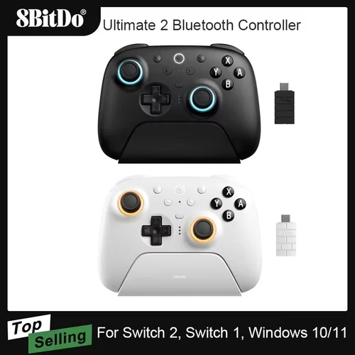 8BitDo Ultimate 2 Controlador Bluetooth Gamepad inalámbrico para Nintendo Switch, Switch 2, Windows 10/11 con accesorio de joystick TMR