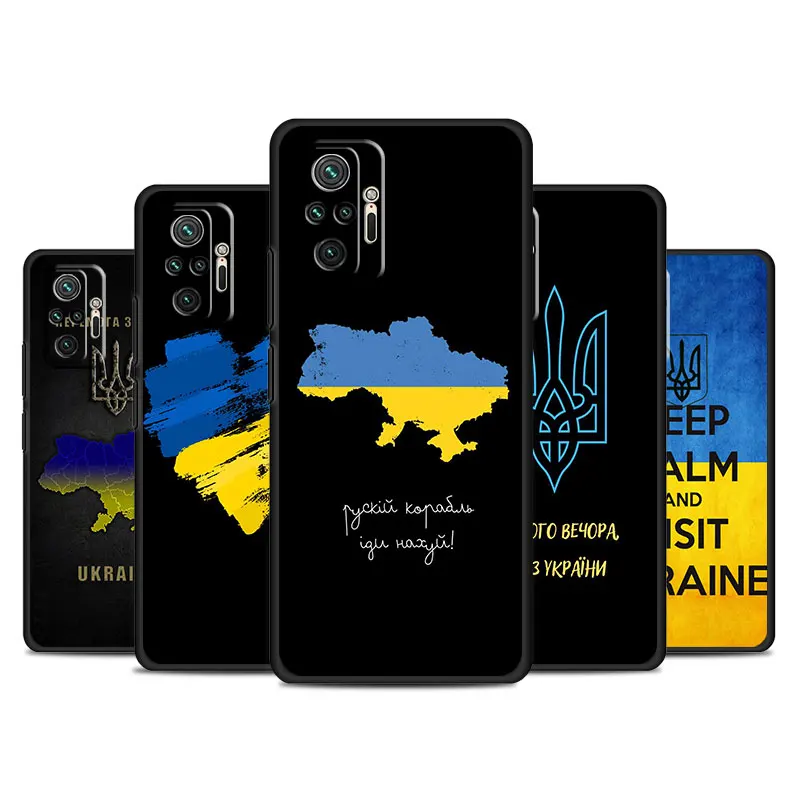 Phone Case for Xiaomi Redmi Note 11 10 12 9S 9 8 Pro K40 8T 13 9i 7 9C 9A 8t 11S 12C 12S Soft Cover Ukraine Flag Badge Pattern