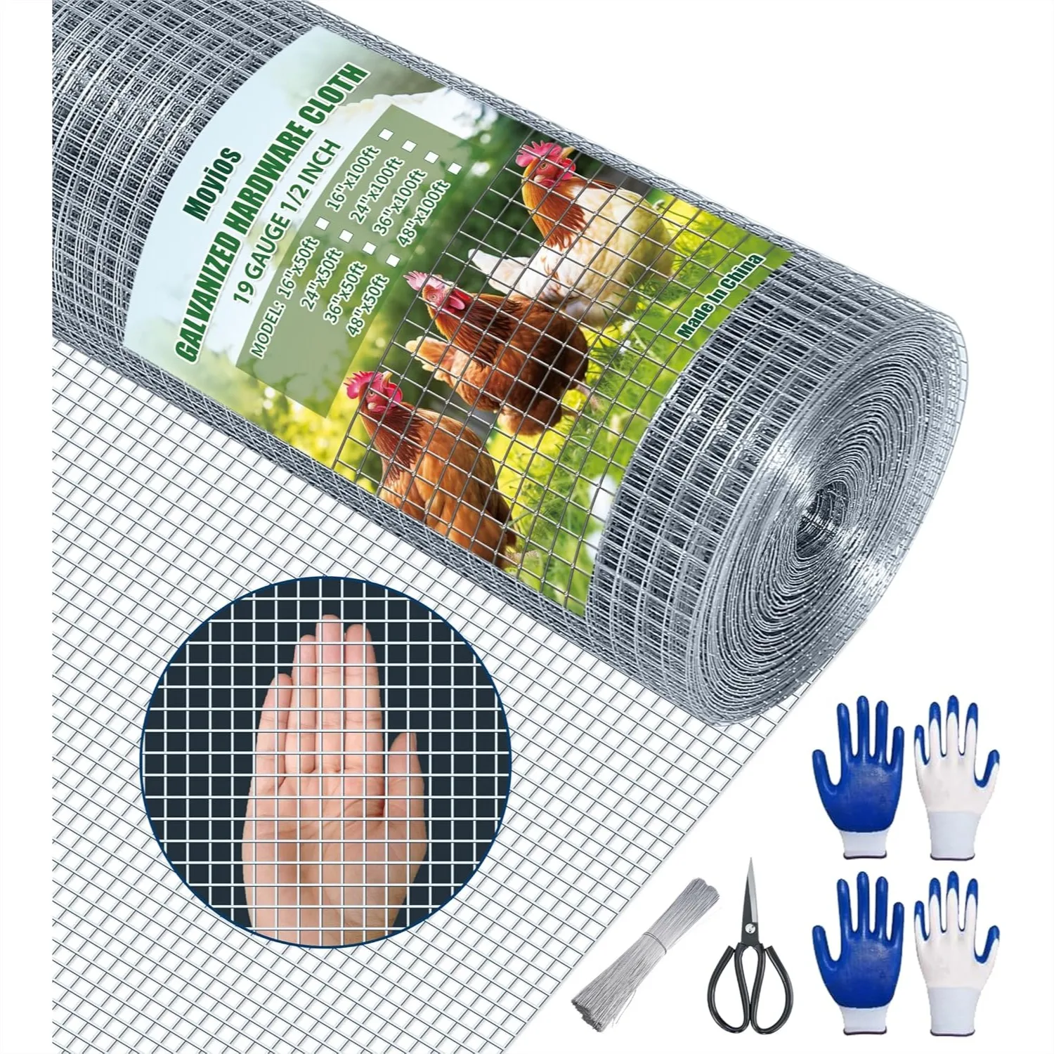 

1/2 Inch Hardware Cloth 16in X 50ft 19 Gauge Hot Dip Galvanized Welded Chicken Wire Fencing For Poultry Netting Cage Wire Fence