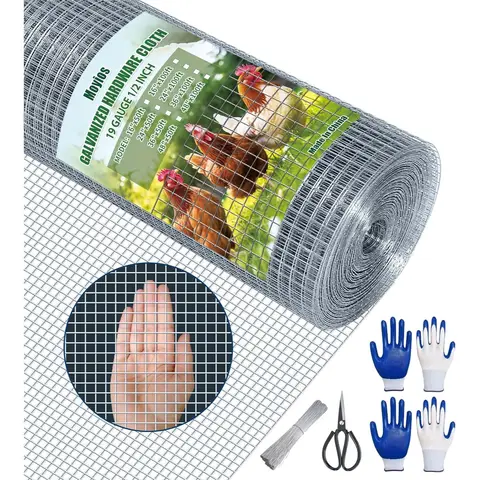 1/2 Inch Hardware Cloth 16in X 50ft 19 Gauge Hot Dip Galvanized Welded Chicken Wire Fencing For Poultry Netting Cage Wire Fence