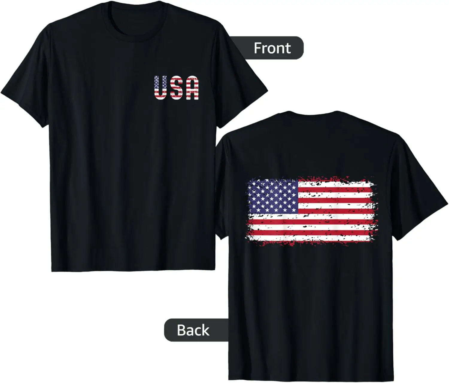 American Flag On Back USA On Front Patriotic T-Shirt