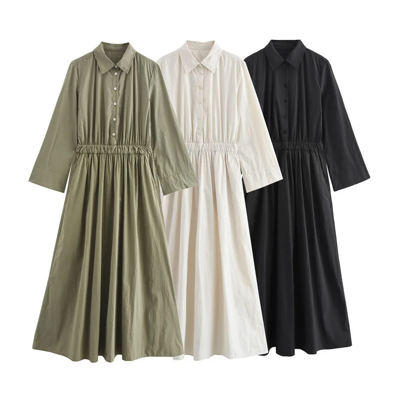 

2025 Best Selling Women's Clothes Autumn New Shirt Dress Women's French Tea Break Waist-Tight Gentle Dress 4088260