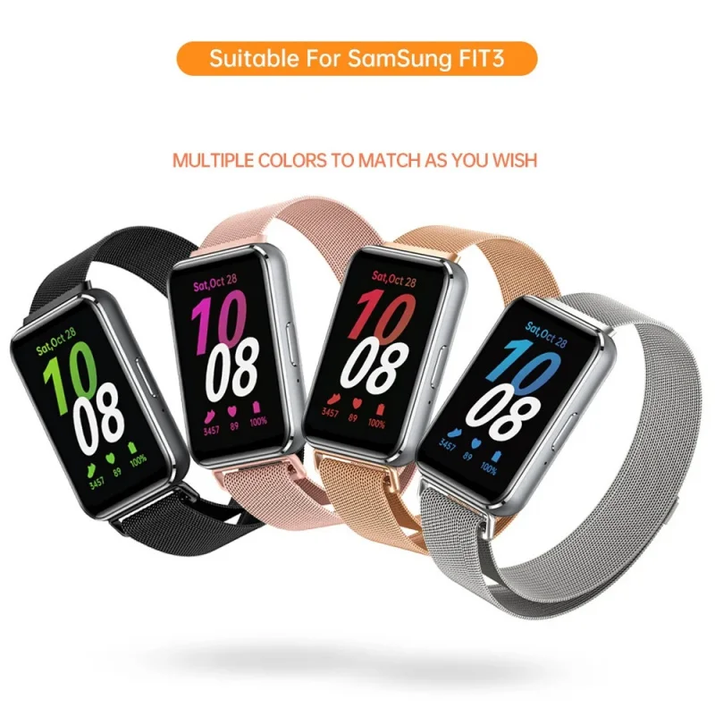 Correa de acero inoxidable, accesorio aplicable a SamsungGalaxyfit3Watch, Tres correas magnéticas