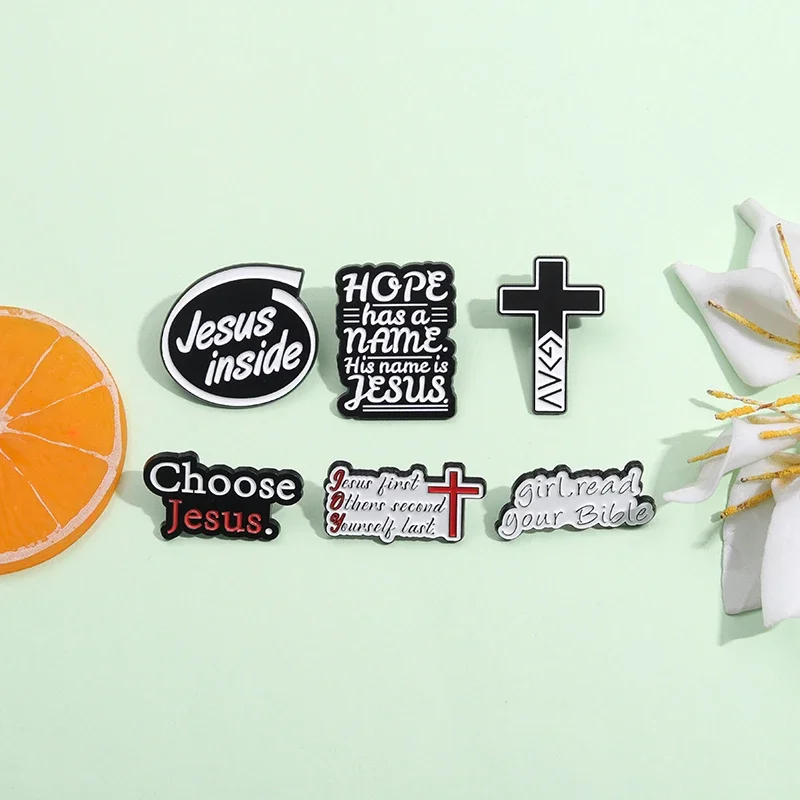 Jesus Cross Choose Jesus Collection Enamel Pins Custom Christian Faith Brooch Backpack Lapel Badge Accessories Gift for Friends