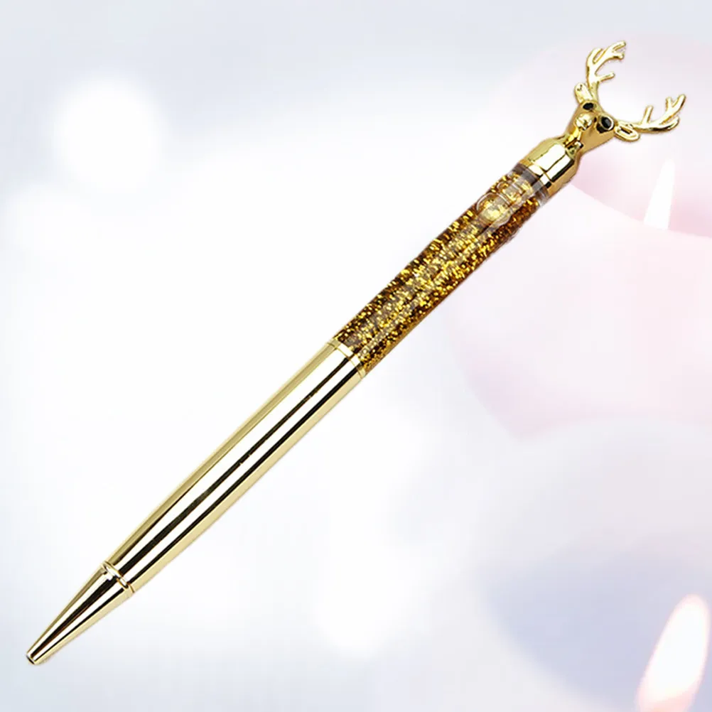 Creative Reindeer Pattern Ballpoint Pen Metal Construction Smooth Wear Resistant Writing Comfort Grip for Study Work Graduation