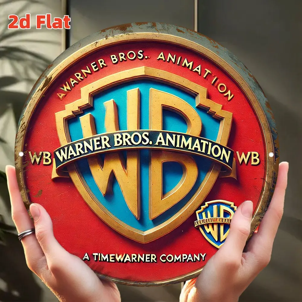 مسطح 2D، 2Dflat "Warner Bros. شعار الرسوم المتحركة" | هوليوود الحنين الكلاسيكي | ديكور فني جداري بطابع الفيلم والتلفزيون، متين داخلي/O #1