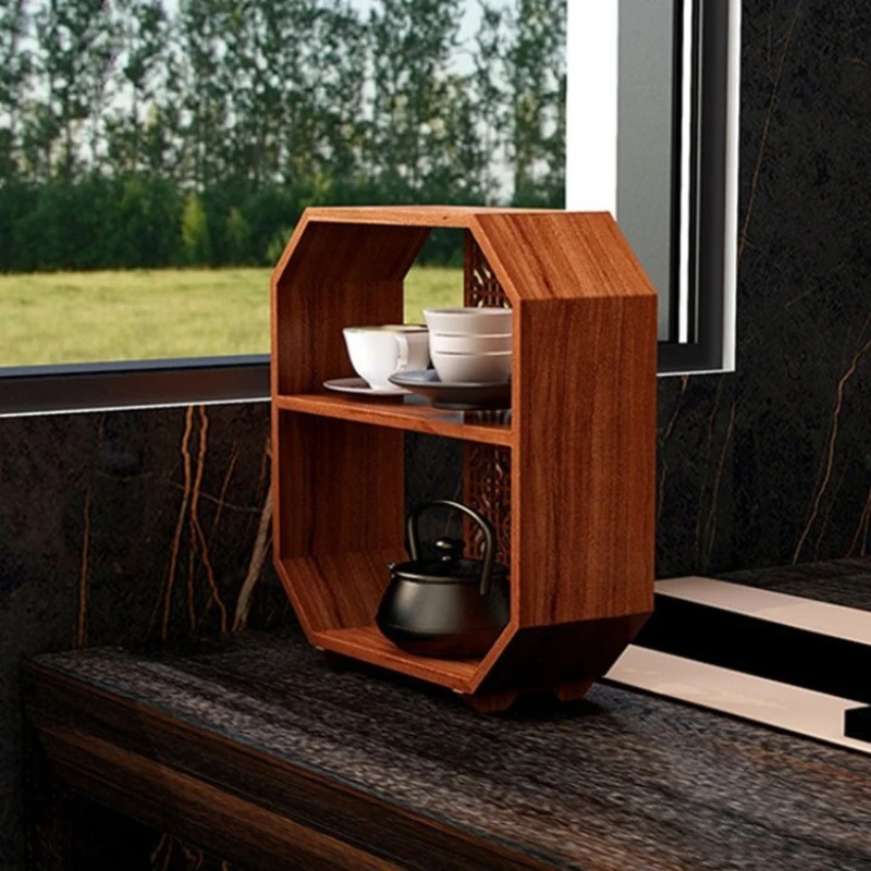 

Minimalist Durable Solid wood Bogu rack hanging wall wooden multi-treasure tea table shelf ornament lattice rack
