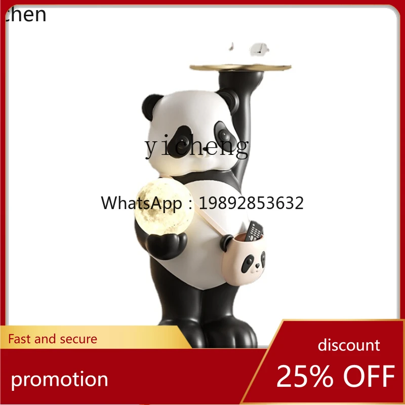 

YFY Living Room Panda Large Floor Ornaments Entry Luxury Home TV Cabinet Bear Tray