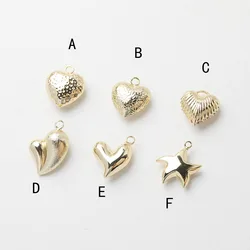 4PCS Dainty Heart Charms for Jewelry Making Pendant DIY Hand Made Brass 14k Gold Plated Findings Accessories