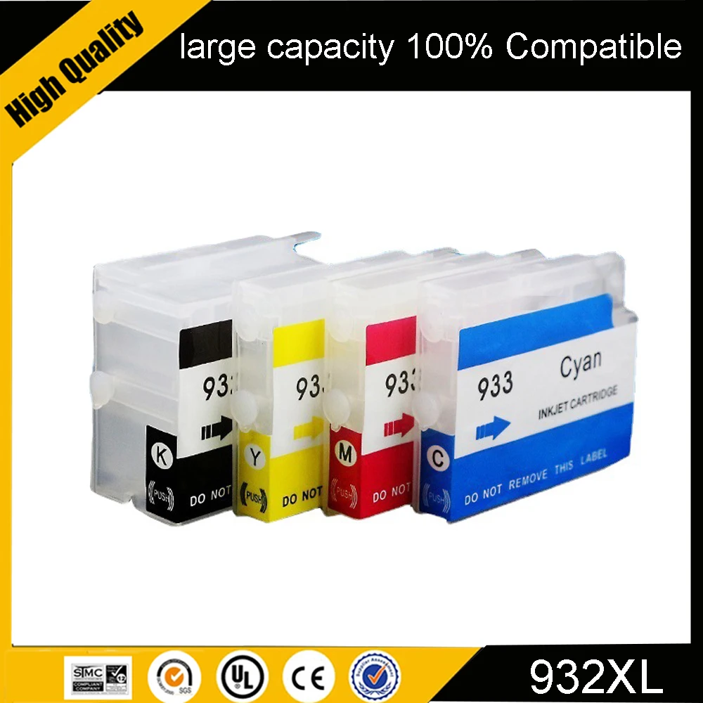 Cartucho de tinta recarregável para hp932xl hp933xl com arco para hp officejet 7610 7612 7110 7510 7512 6600 6700 6100 932 933 impressoras
