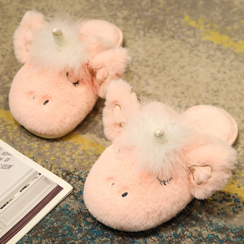 

free size kawaii Unicorn animal plush indoor home slippers must have waterproof table in winter
