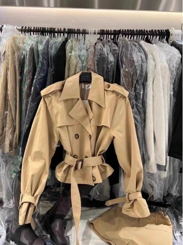 Conjunto de 2 piezas de otoño para mujer, abrigo de manga larga + pantalones cortos de pierna ancha de cintura alta Vintage, trajes Retro ajustados, estética, Retro, elegante para uso diario