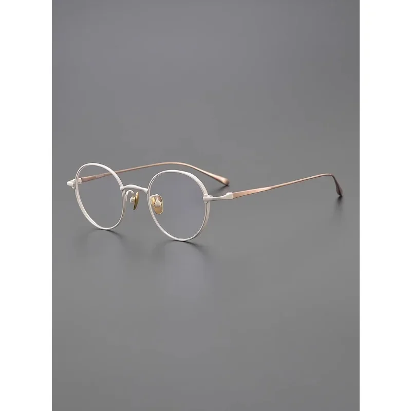 Gradient Electroplated Pure Titanium Ultra-light Myopia Round Glasses Frame Anti-blue Light