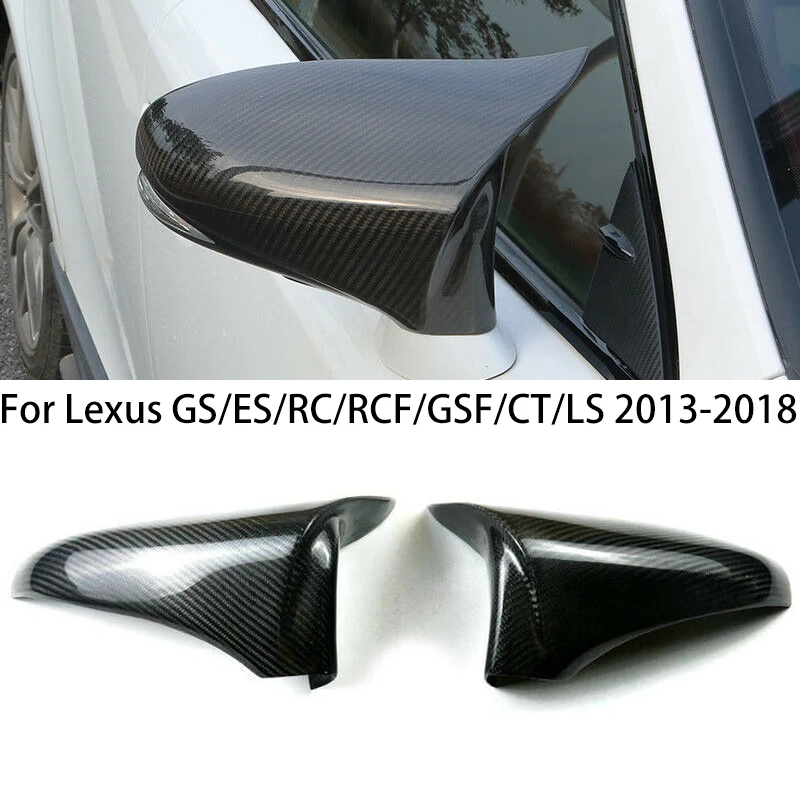 2pcs Real Carbon Fiber Side Wing Rearview Mirror Cover Cap Car Accessoriesfor Lexus GS/ES/RC/RCF/GSF/CT/LS 2013-2018