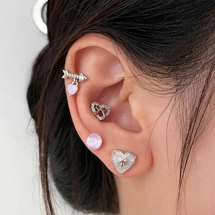 New Trendy Simple Heart Butterfly Earrings for Women Glossy Stainless Steel Studs Sweet Niche Design Party Jewelry Wedding Gifts