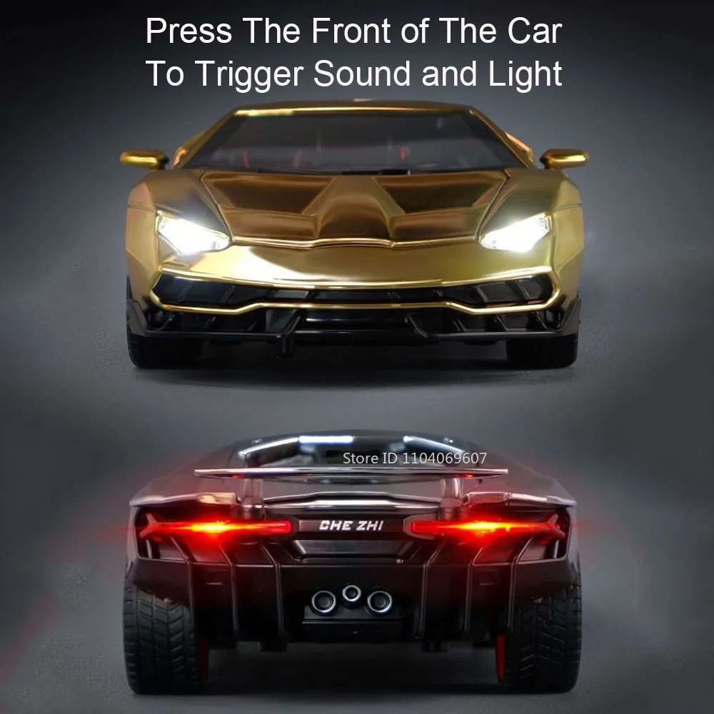 1:24 LP770-4 Revuelto Supercar Toy Models Alloy Diecast Miniature Sports Cars Sound Light Doors Opened Pull Back for Boys Gifts