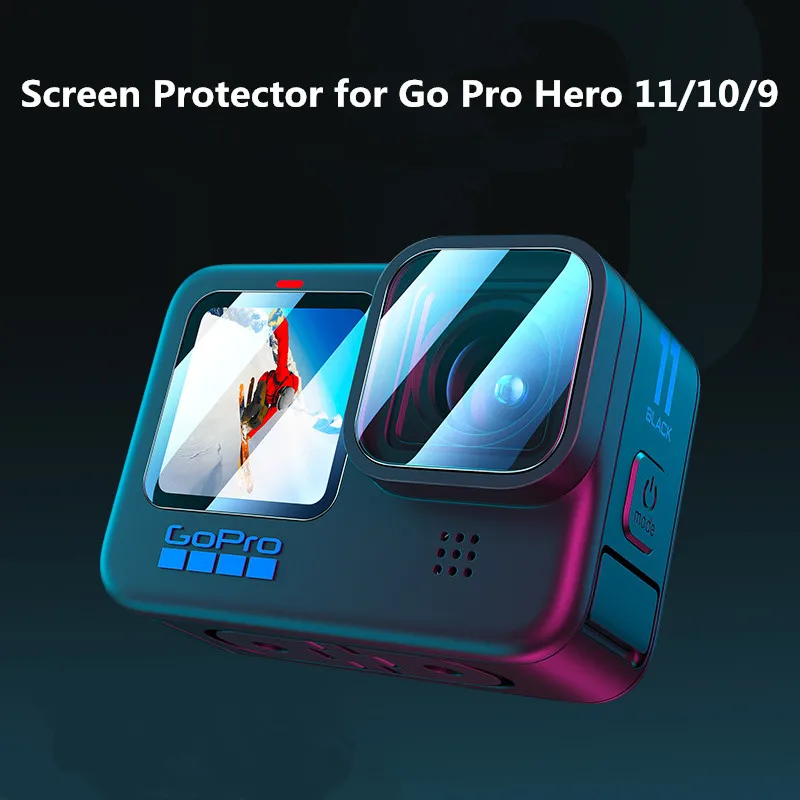 Protector de pantalla de vidrio templado para cámara de acción, GoPro película protectora de lente para 11, 10, 9, Hero9, Hero11, 10, 6 unidades