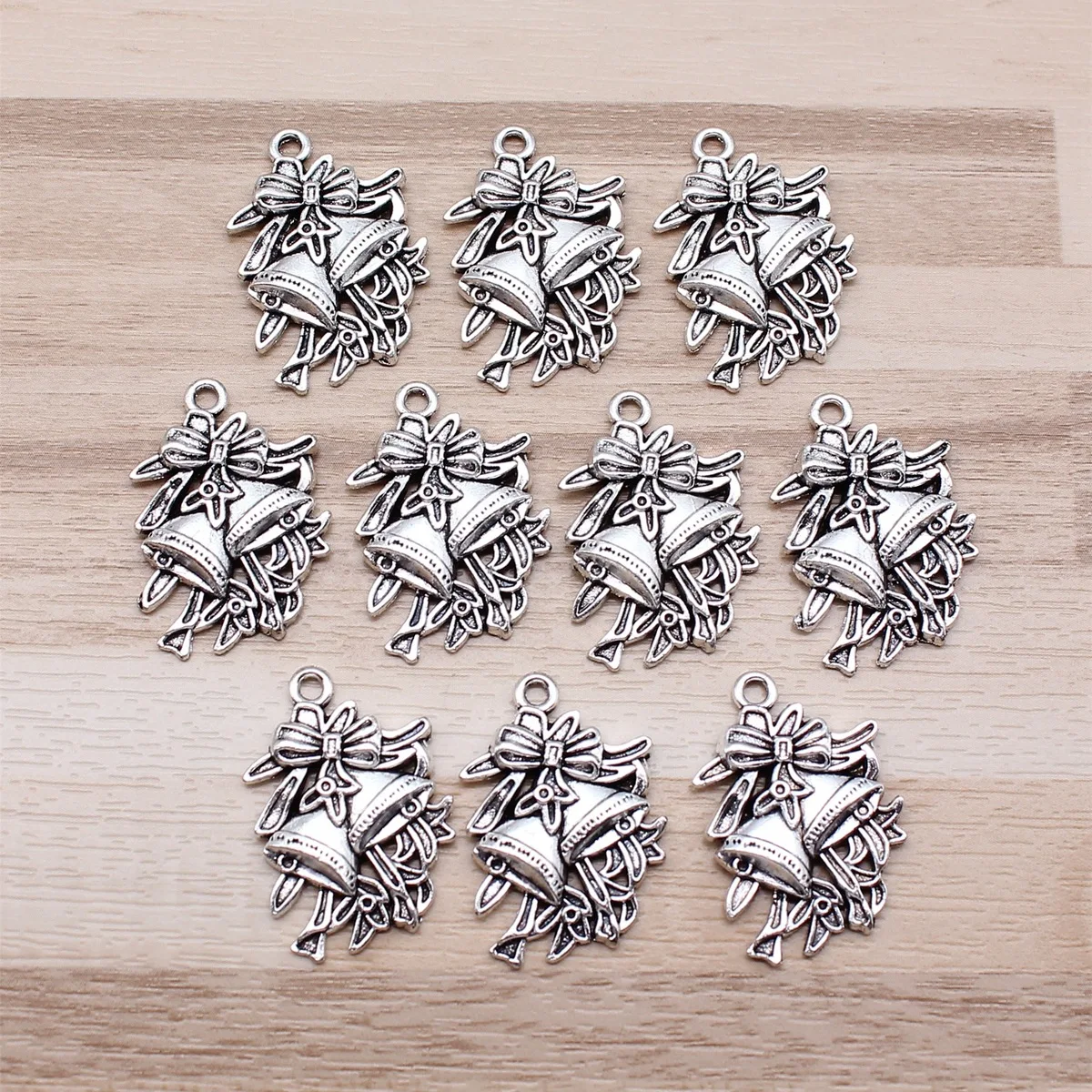 IFOCUS 10pcs/Lot Bells Charms For DIY Jewelry Making Zinc Alloy 24x17mm/0.94x0.67inch