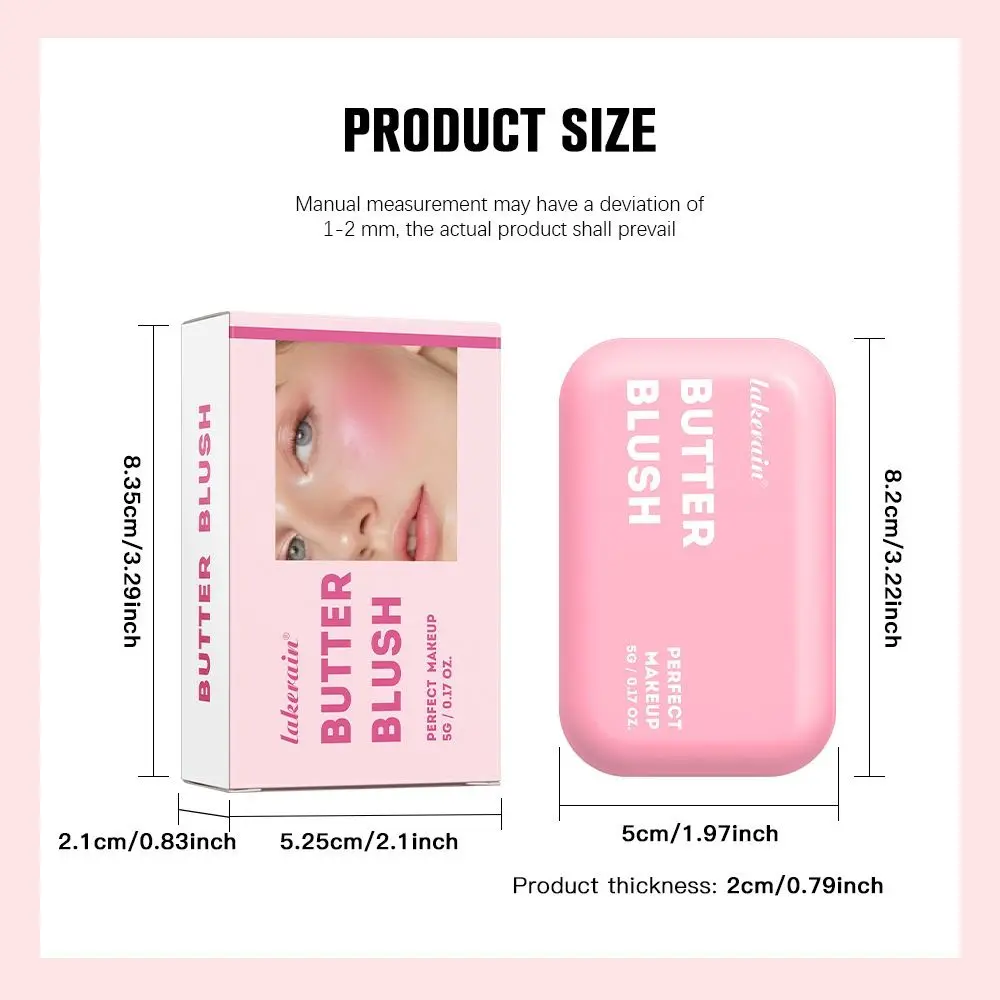 Nieuwe Fluwelen Boter Blush Cream Waterdicht Langdurig Gezicht Poeder Blush Smudge-Proof Sterk Gepigmenteerde Natuurlijke Wangtint