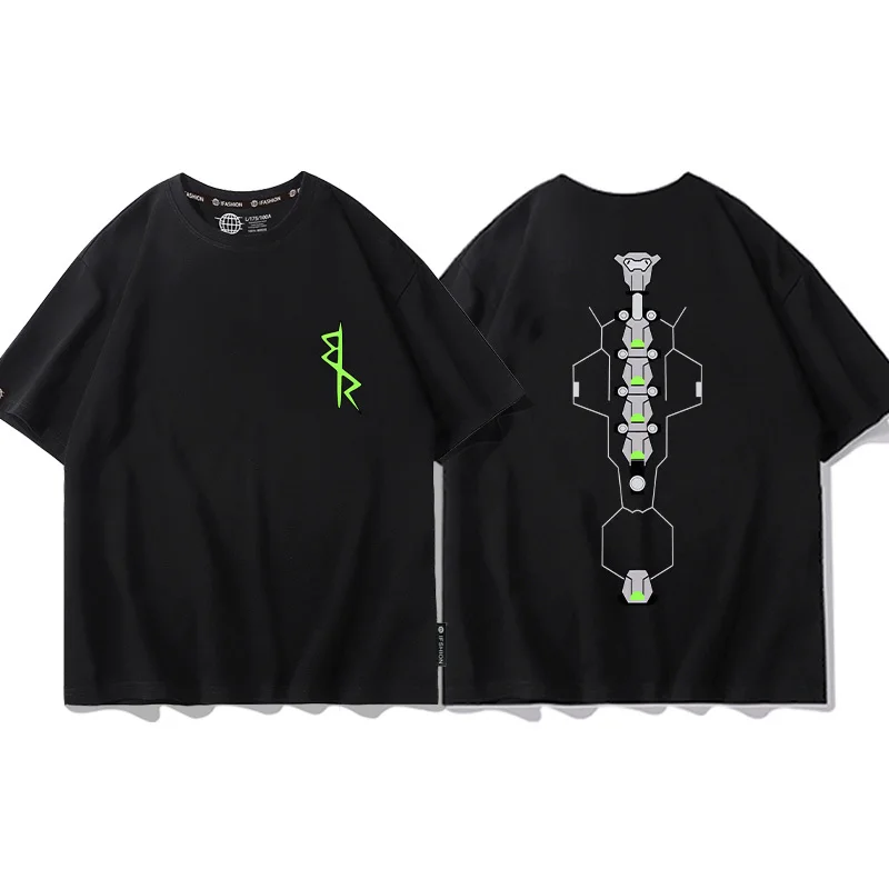 

Cyberpunk co-branded summer short-sleeved men's T-shirt 2024 new edge walker animation peripheral compassionate clothing trend