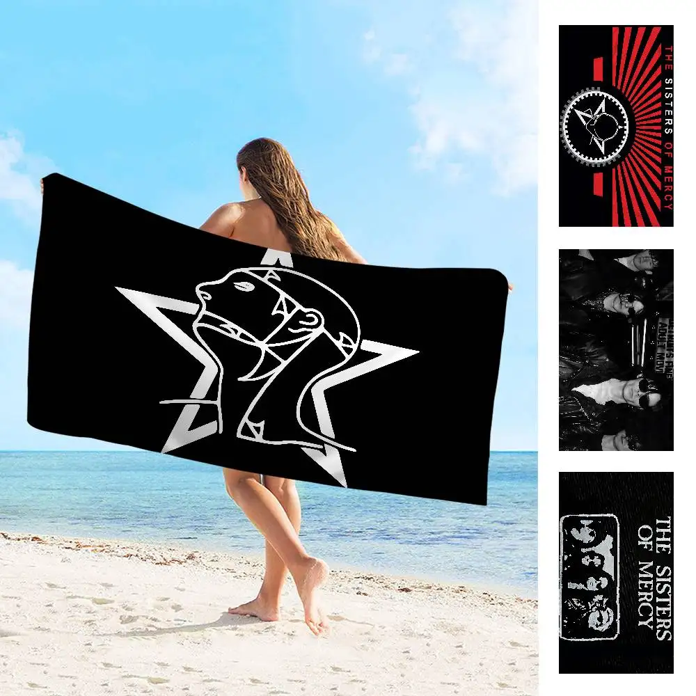 The Sisters Of Mercy Band Bath Towel Microfiber Soft Water Absorbing Breathable For Girl Kids Decorative Cartoon Beach Towel