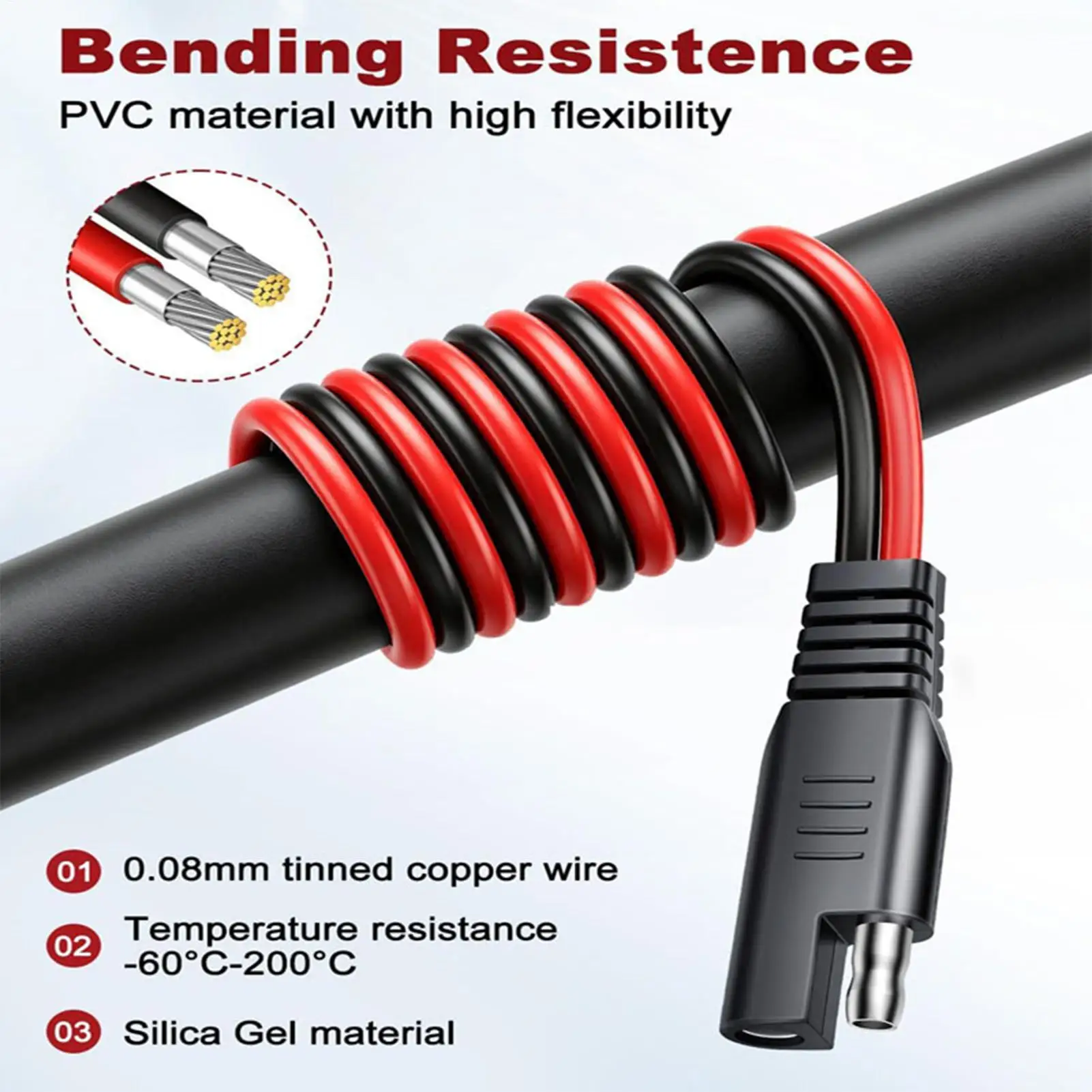 Battery Charger Quick Connect Plug Waterproof SAE Extension Cable Durable for Generator Boat Truck RV Lawn Mower Motorcycle
