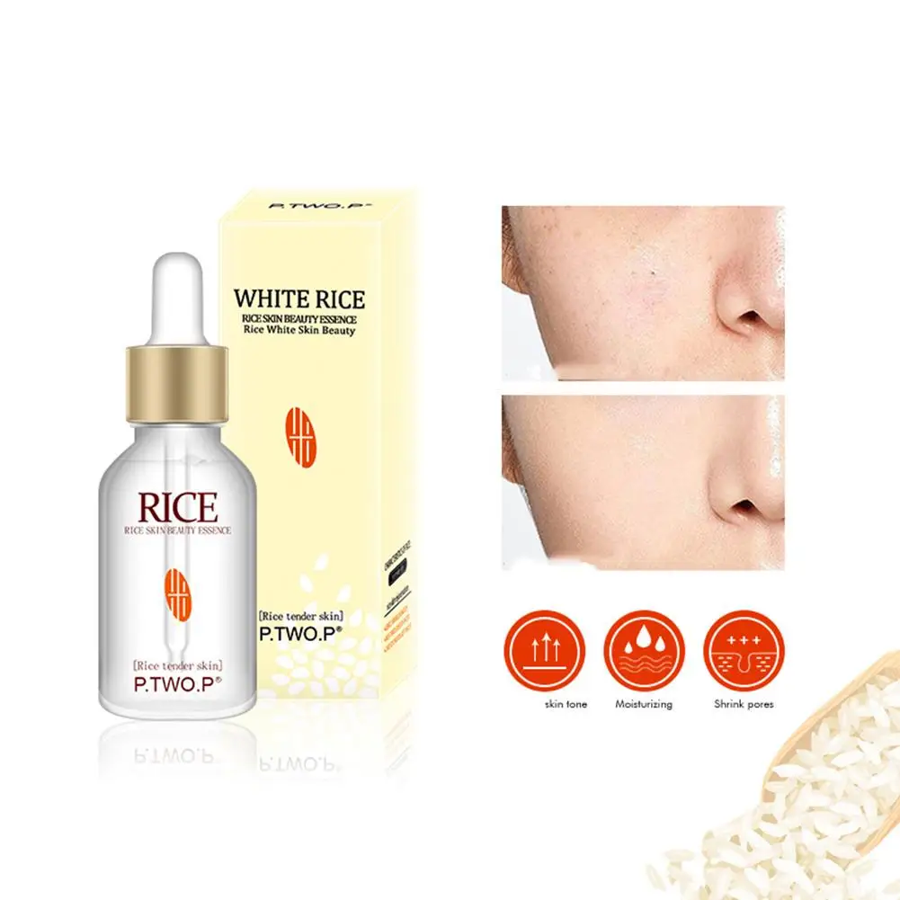 Suero blanqueador de arroz blanco, crema hidratante facial, antiarrugas, acné fino, Tratamiento de líneas de envejecimiento facial, 15ml, D1V9