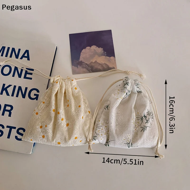 [S]Woman Jewelry Cosmetic  Storage Pouch String Bag Cute Small Coin Purse DIY Drawstring Bag Travel Dust Proof Handbags