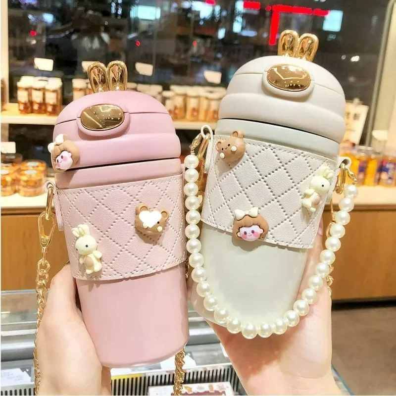 

Customizable high-end cute straw cup, simple and design, small fragrant wind sling, exquisite back-to-school figure gift