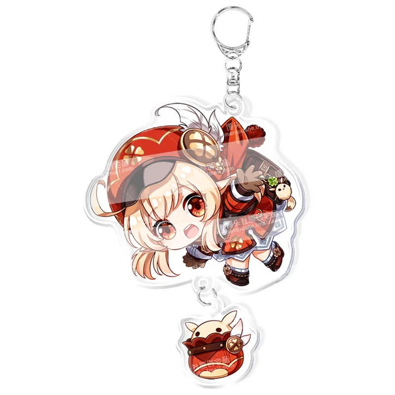 20pc/Lot Genshin Impact Keychain Anime llaveros Zhongli Venti Xiao Keli KeyRing Cute Bag Pendant chaveiro Jewelry Friends Gift