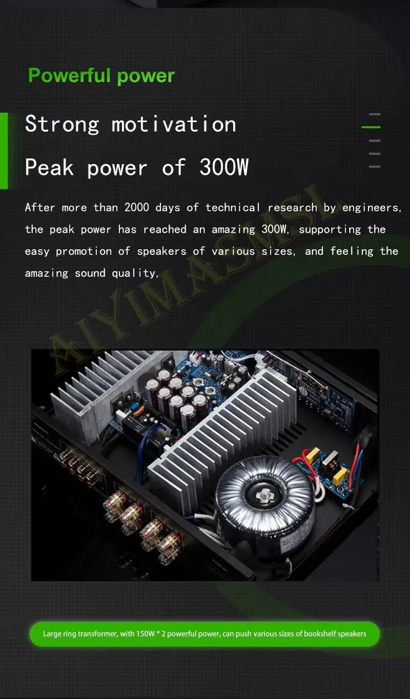 AIYIMA SMSL 2.1 400W HIFI Amplifier Fully symmetric circuit Fiber Coaxial Bluetooth USB Decoder Remote Control Home Player
