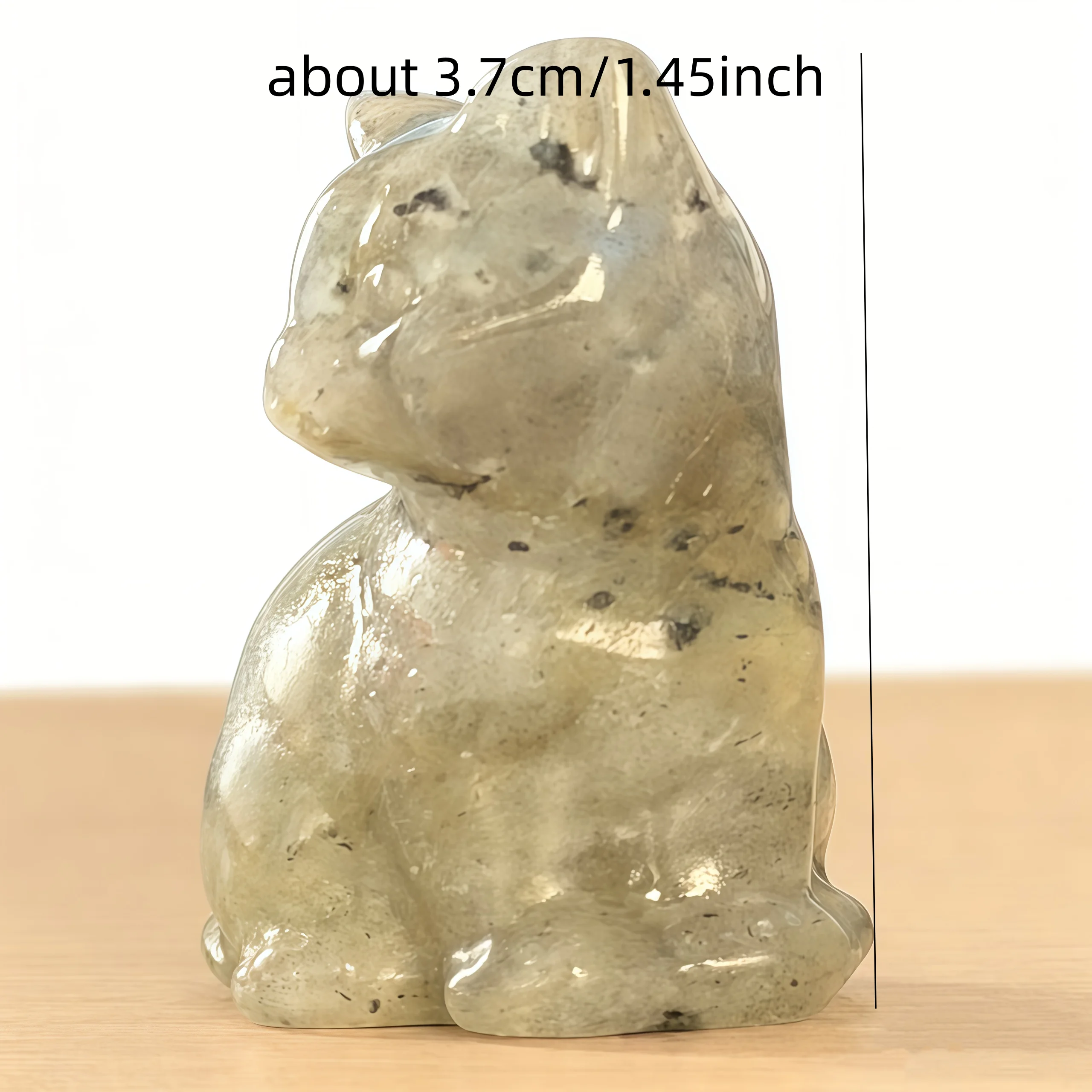 1pc Labradorite cat statue, Natural Labradorite Cat Crystals, Hand Carved Gemstone Animal Sculpture Home Decor for Cat Lovers