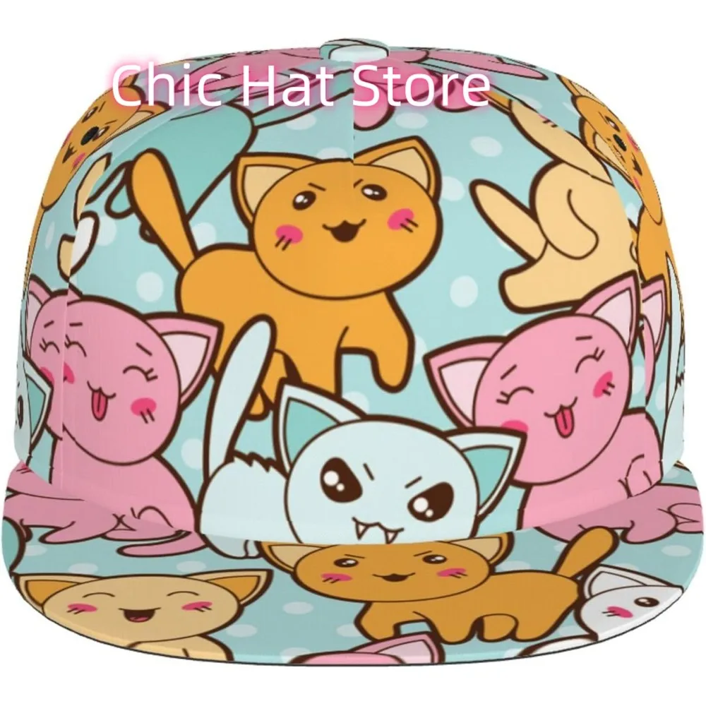 Cute Cat Scales Adjustable Baseball Cap for Women Men Flat Bill Snapback Hat Hip Hop Hat Outdoor Sports Trucker Cap