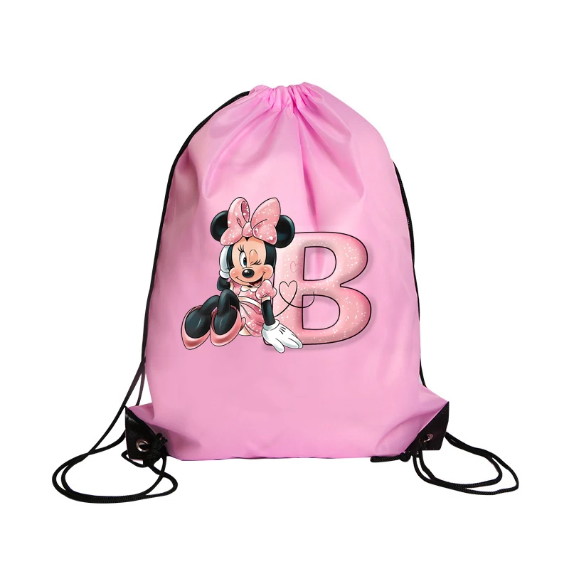 Minnie Mouse Drawstring Bag Sports Waterproof Backpack Bundle Pocket Cartoon Anime Terylene Basketball Bags Birthday Cute Gift