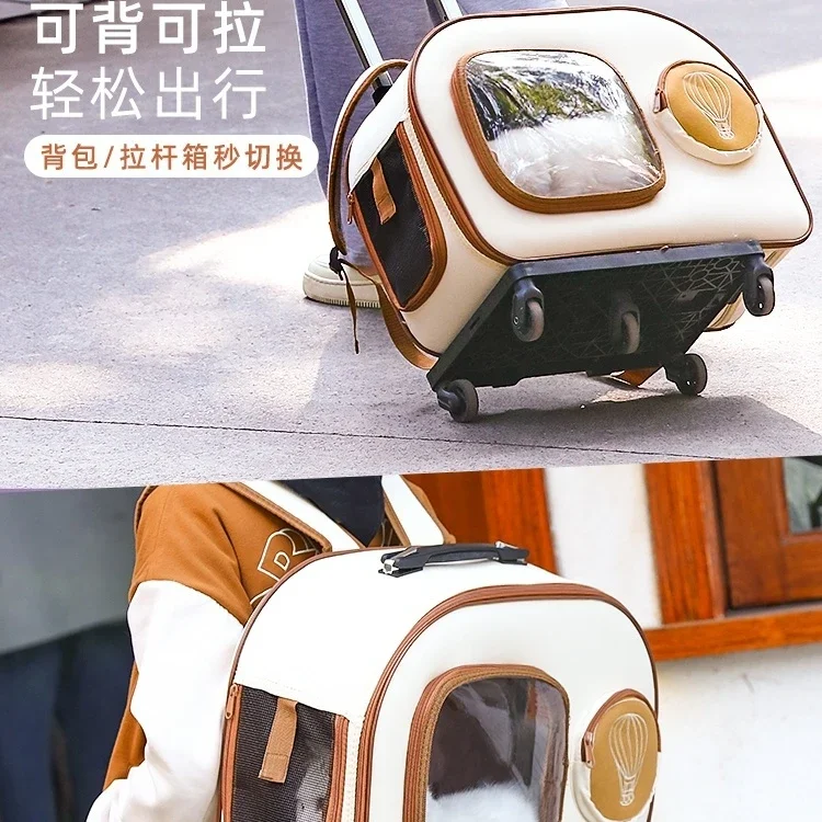 Cat bag out portable pet trolley case dog backpack cart large