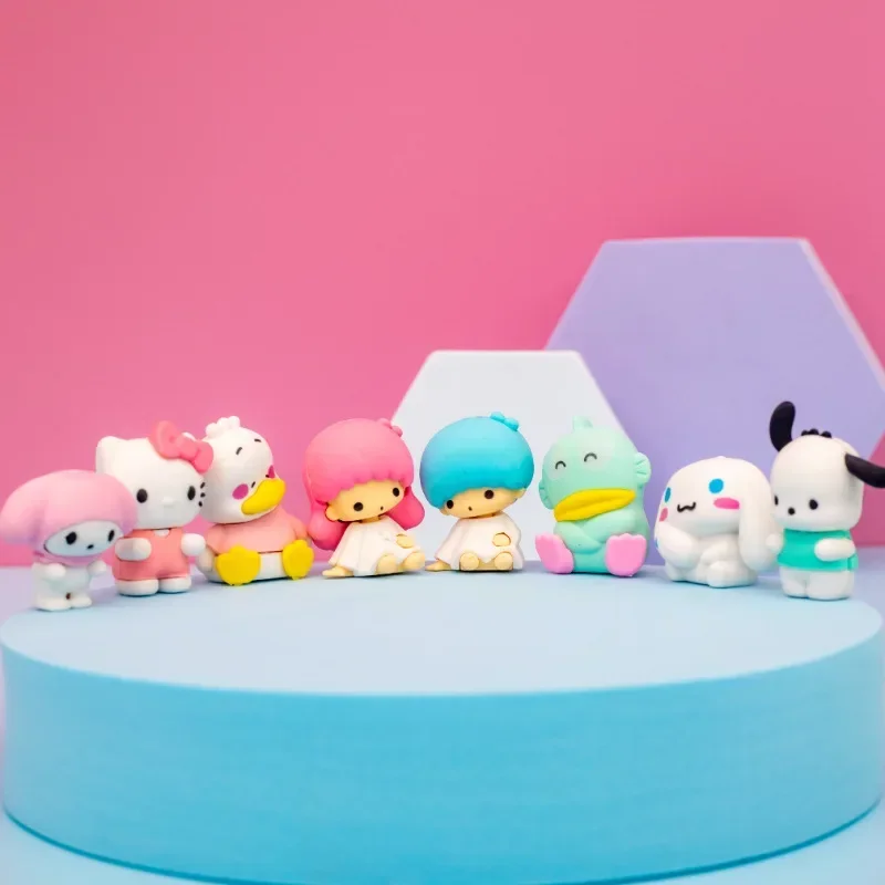 Imagem -03 - Sanrio 12 Unidades Juego de Juguetes Borrador Kawaii para Niñas Estudiantes Oficina Kuromi Cinnamoroll my Melody Hello Kitty Figuras Muñecas para Niños Regalo