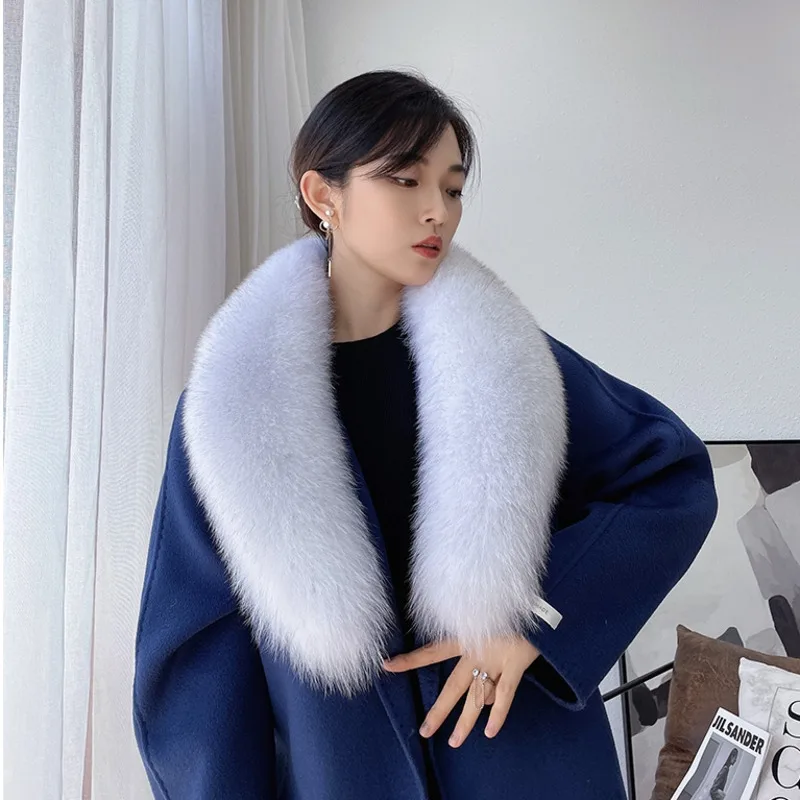 Real Fox Fur Collar For Women Men Coat Jacket Shawl Wraps Winter Warm Fur Collar Extra Large Size Neck Warmer Fur Scarf Shawls