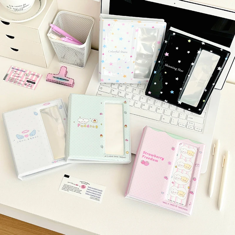【M】Cartoon Photo Booth Album For 40Pcs 2x6 Inch Photo Strips Bookmark 20Pcs 4x6 4R Photo Holder Small Card Storage Book