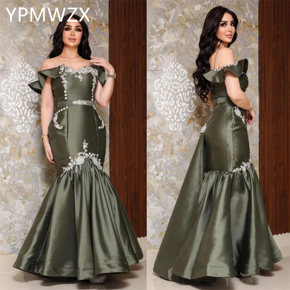 

Customized Prom Gown Evening Women Formal Dress YPMWZX Off-the-shoulder Mermaid Floor Length Skirts Draped Bespoke Occasion Dres