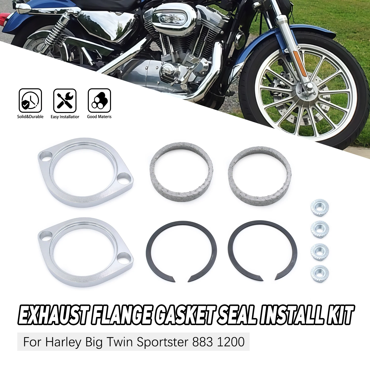

Accessories Moto For Harley Big Twin Sportster 883 1200 Softail Touring Dyna FXD FXDWG Exhaust Flange Gasket Seal Install Kit