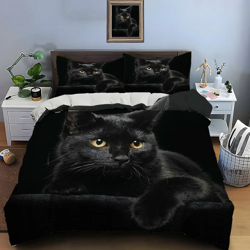 

Black Cat Print Bedding Set Duvet Cover 1 Duvet Cover 2 Pillowcases Adult and Kids Bedding Set Luxury Comforter Bedding Sets