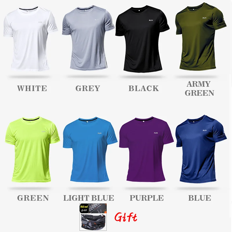 Short Sleeve 2023 Summer Men's Short Sleeve Breathable Sports Ice Silk Fitness Quick Dry Tops Running T-Shirt Men Random 8 Piece