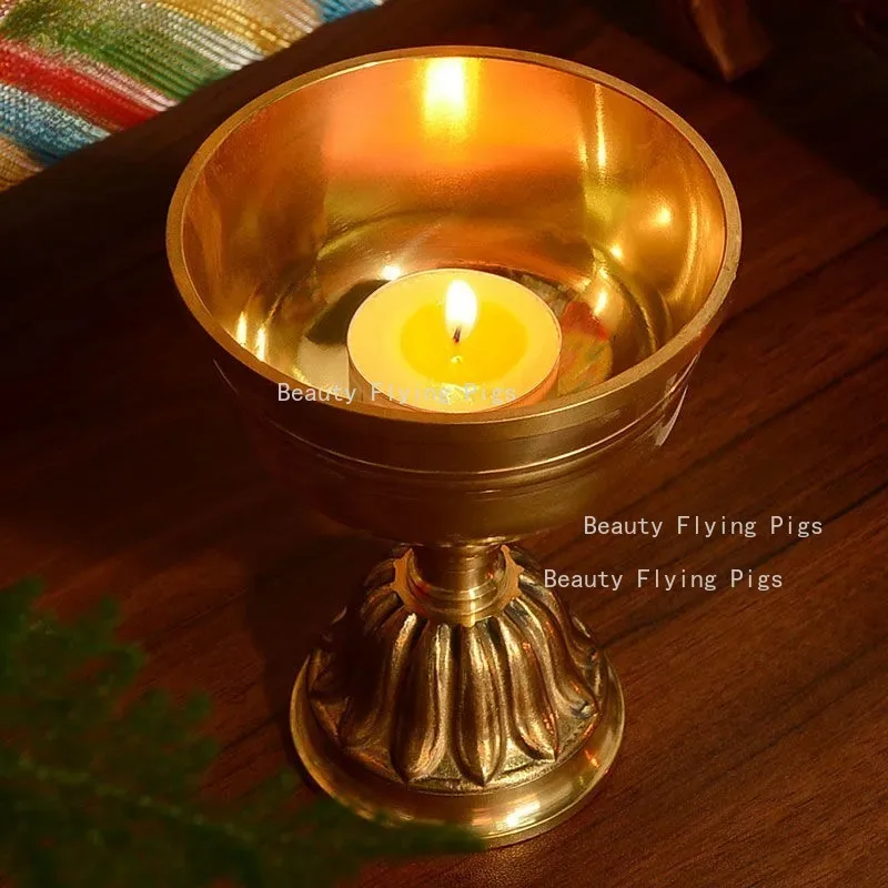1pc Metal Lotus Crispy Lamp Stand Candle Holder Sacrificial Buddha Tools Home Furnishing Decoration Pray for Auspiciousness